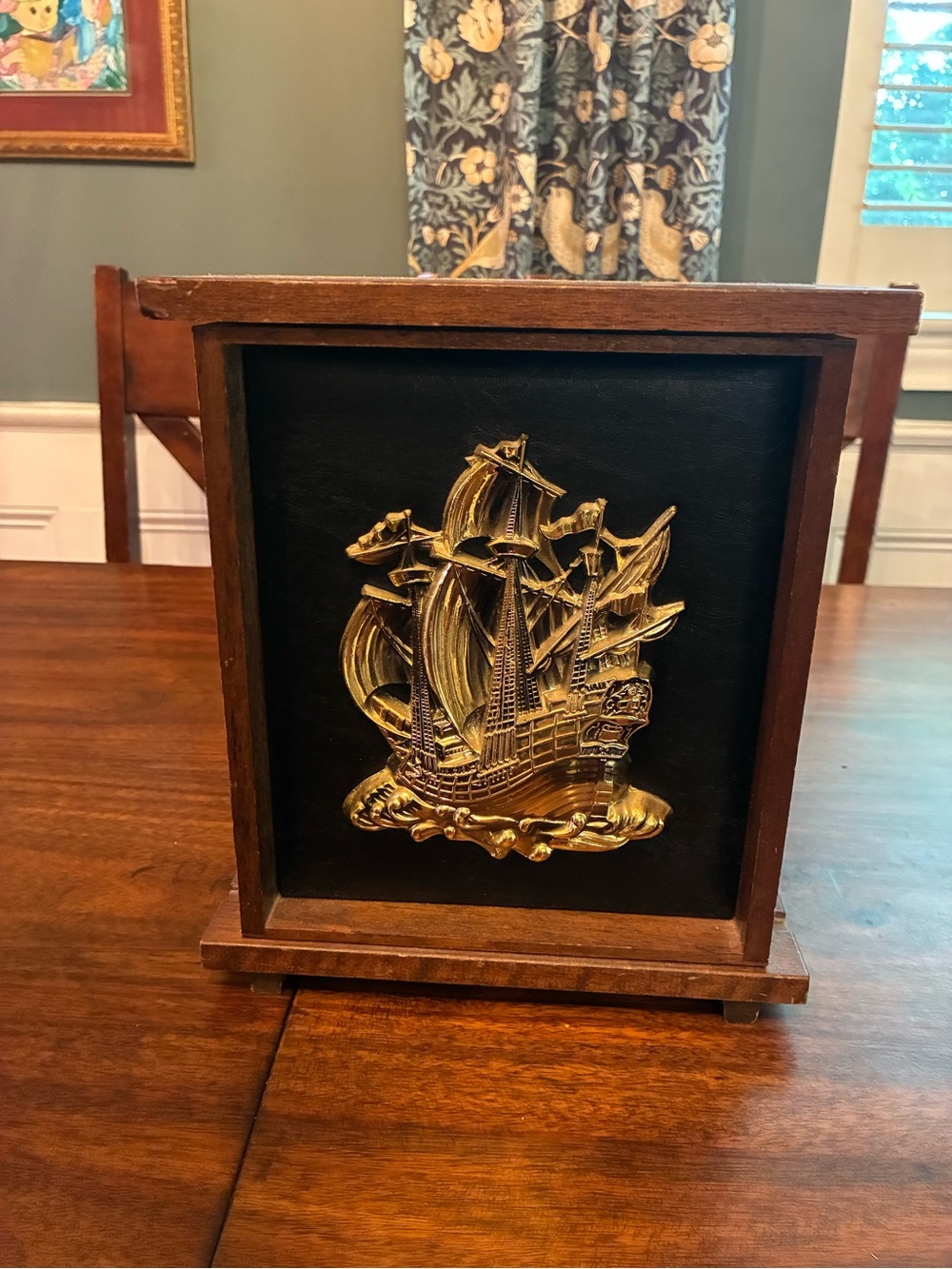 Pirate Speakeasy Brass Ship Hidden Decanter Shot Glasses